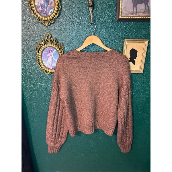 Carbon38 Cable Knit Mushroom Brown Chunky Cardigan Sz Medium NWT - Image 7