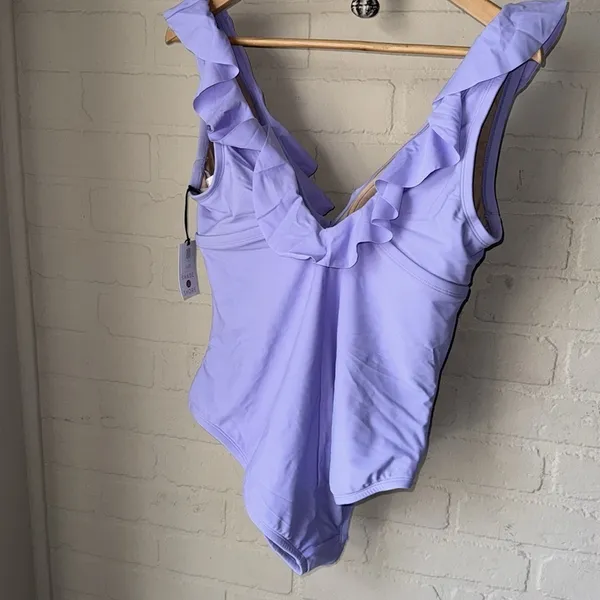 Swimsuit shade & shore Lavender NEW purple 16 Ruffle One Piece - Image 5