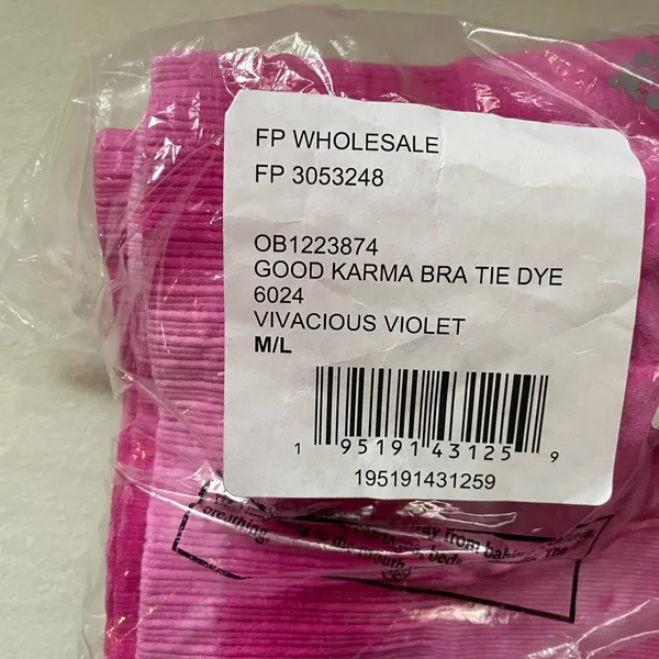 NWT Free People Movement Good Karma Bra crop Top Pink Tie Dye Size M/L - Image 4