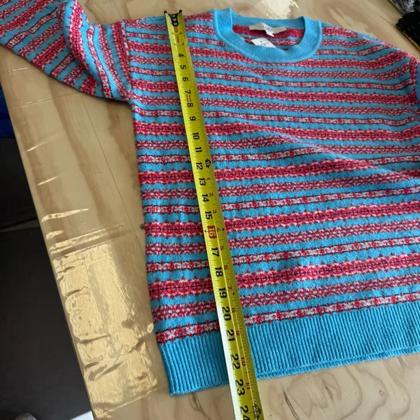 NWT Loft‎ Women’s Crewneck Vibrant Knit Sweater Blue Red XS - Image 12