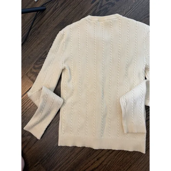 REFORMATION Natalie Cable Stich Cardigan Sweater In Lemon Icing XS NEW READ - Image 13