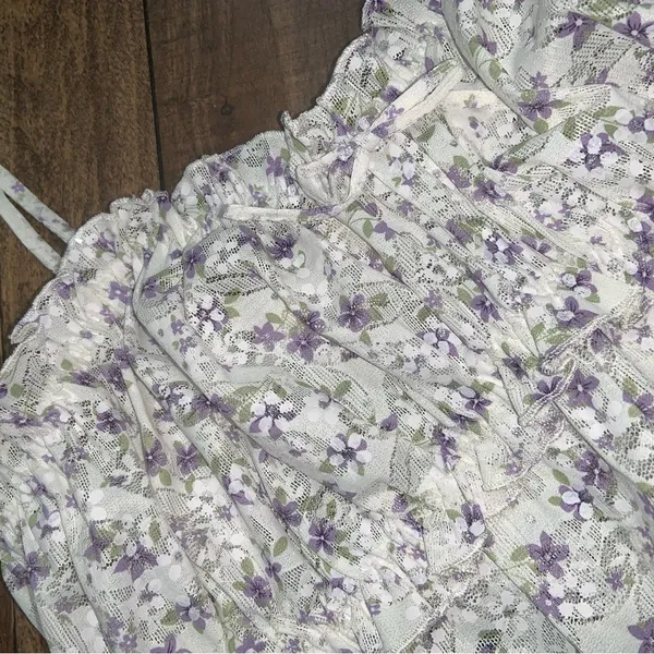 Lavender fields nwt for love & lemons sparkle lace dress L $145 fall coquette - Image 6