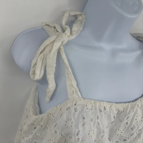 American Eagle Babydoll Eyelet Tank Womens Top Sz S White Boho Festival Cottage - Image 4