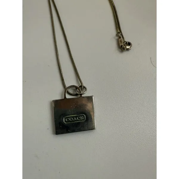 VTG Coach Sterling Silver Snake Chain Shopping Bag Pendant Necklace 18" 925 Y2K‎ - Image 7