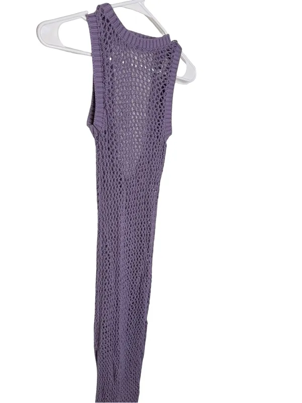 👗 Beach Riot‎ Holly Crochet Swim Cover-Up Dress XS Purple Open Knit Maxi 👗 - Image 3