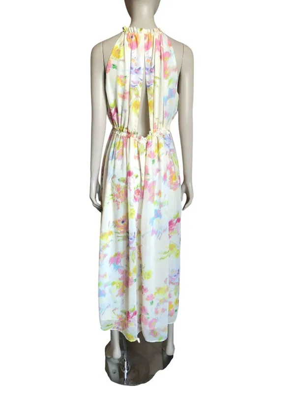 Zara Off White Patterned V Neck Dress - Image 6