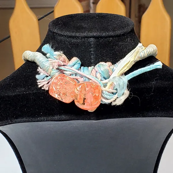 Handmade Beaded Necklace 18" Chunky Retro - Image 3