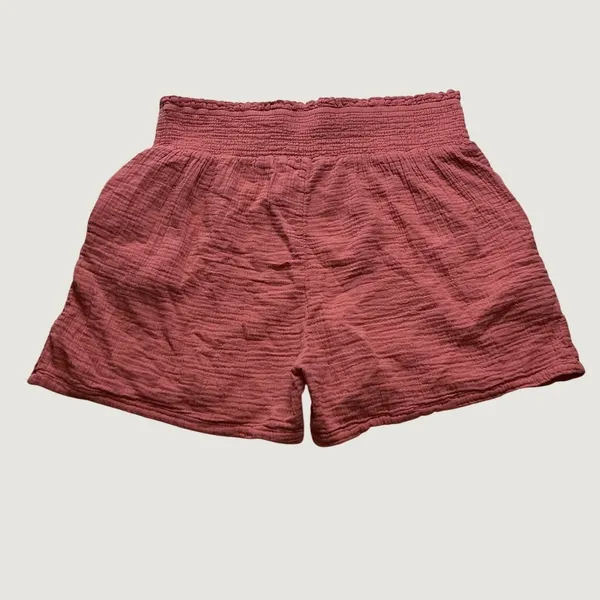 Wonderly Womens Rose Pink 100% Cotton Smocked Gauze High Rise Shorts Size L - Image 7