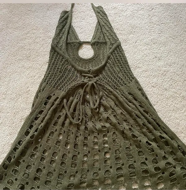 Edikted Austin Open Back Crochet Mini Dress - Image 3