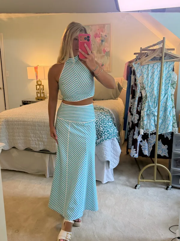 Striped maxi set Blue Size L - Image 2