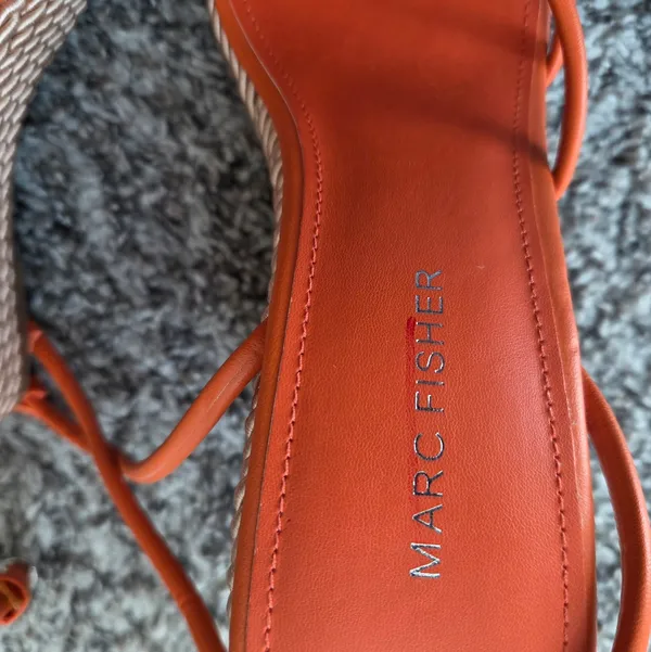 Marc Fisher Zeki Wedge Sandals in Orange - Image 8