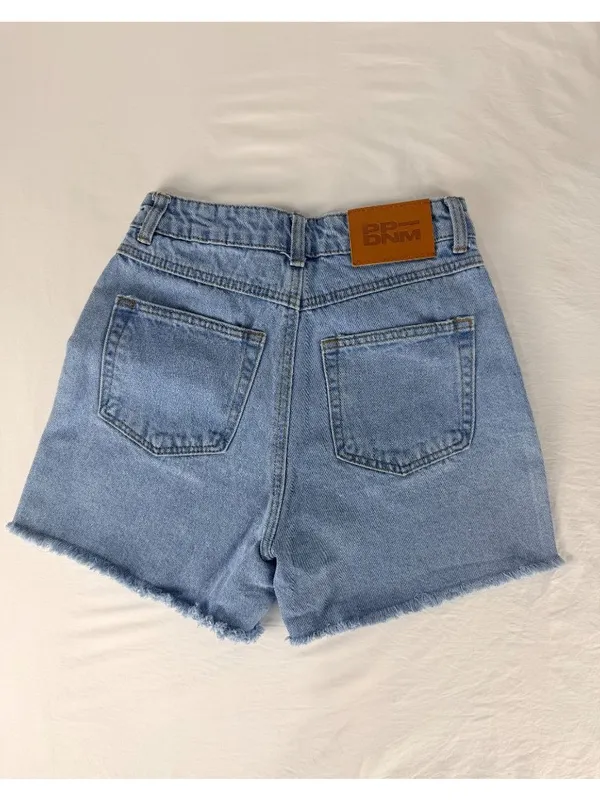 Princess Polly Womens Light Wash Denim High-Waisted Frayed Hem Shorts Size 2 - Image 3