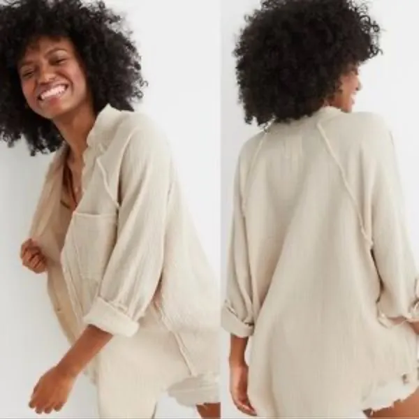 Aerie oversized Gauzy Coverup Shirt - Image 2