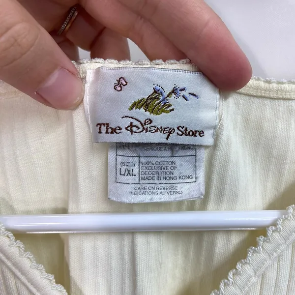 Vintage Disney Store cream embroidered Winnie the Pooh ribbed lace‎ casual top - Image 3