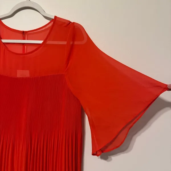 Anthropologie Maeve Edie Pleated Swing Dress Size 8 Orange - Image 5