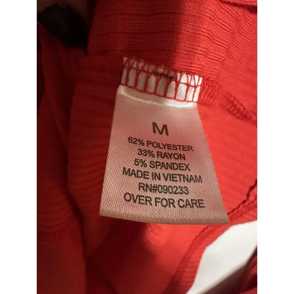 PacSun Ribbed Crop Top Red Long Sleeve Deep V Back & Front W/ Ruched Size Medium - Image 3