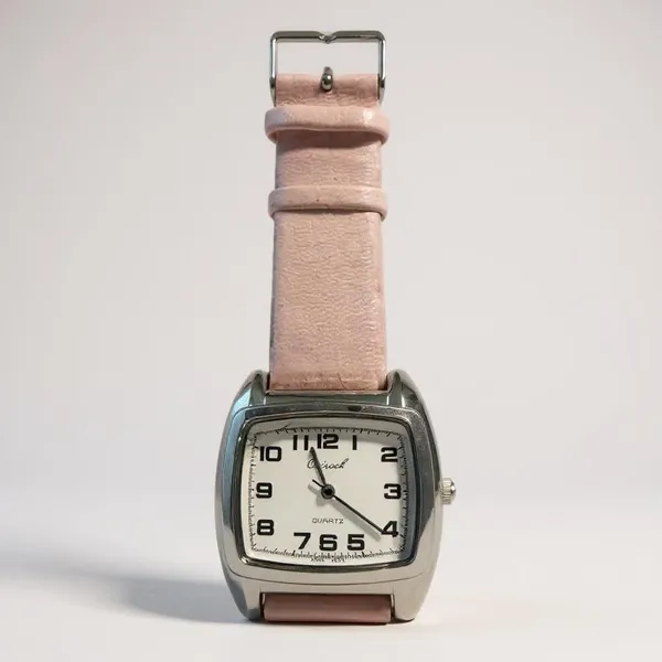 Osirock Vintage 1980s Square Watch Chrome Pink Faux Leather Strap Retro Quartz‎ - Image 2