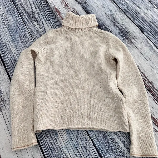 Vintage 2006 GAP Women's Oatmeal Beige Turtleneck Sweater | Wool Cotton Knit - Image 3