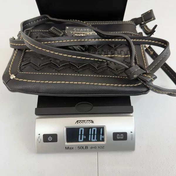 CHAPS Avery black convertible woven pocket zip faux leather wristlet crossbody‎ - Image 8