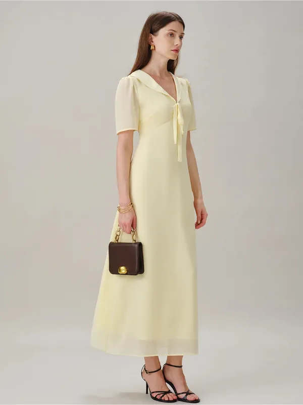 RIHOAS Pale Yellow Tie-Front Maxi Dress - Image 5