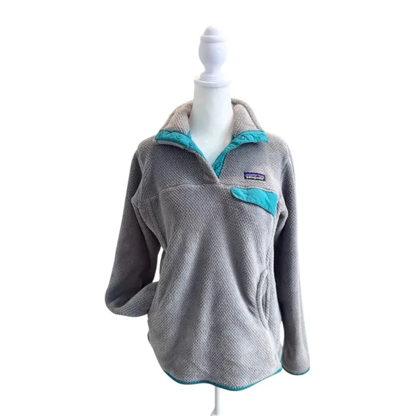 Patagonia Re-Tool Snap-T Pullover Grey Teal Fleece Womens M Hiking Gorpcore - Image 2