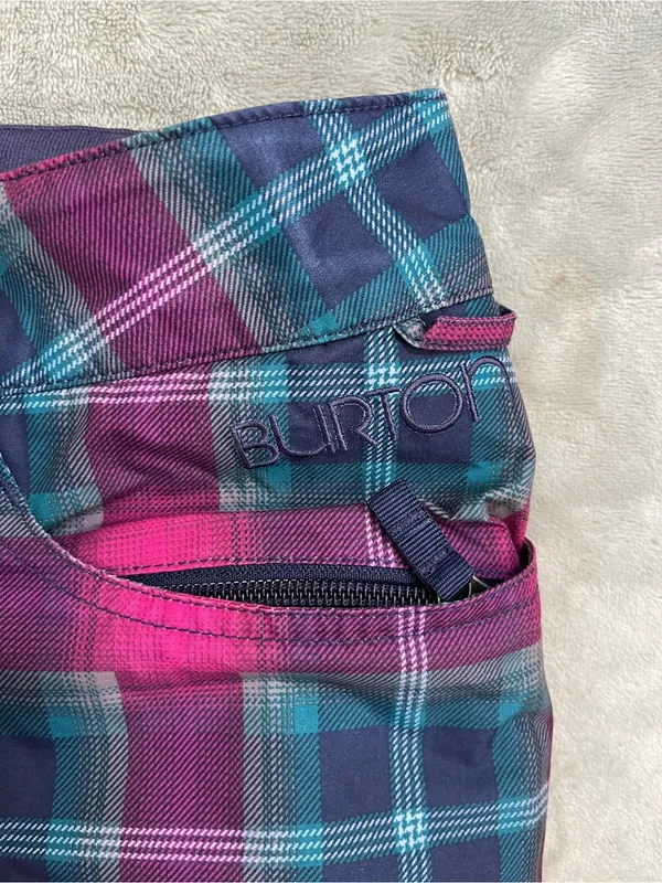 Burton women’s Society Pink Plaid Snow Pants snowboard ski resort winter XS - Image 5
