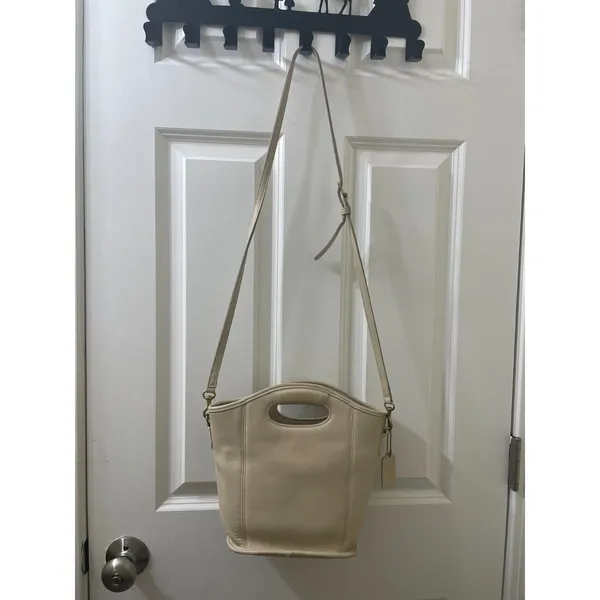vtg Coach Mini Shopper Bucket Tote Bag 9993 ivory leather top handle crossbody - Image 4