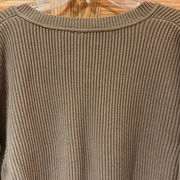 Free People Allure‎ Pull Over Deep V-Neck Ribbed Sweater Taupe Brown Size Small - Image 13