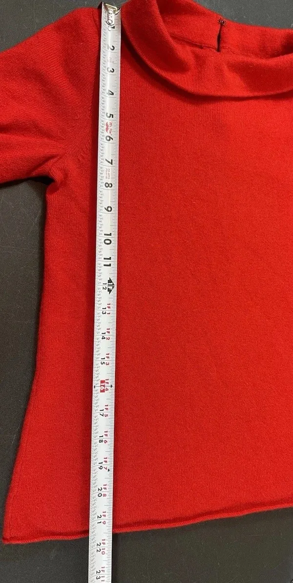 J.Crew 100% Cashmere Sweater Women’s Red Mock Neck 3/4 Sleeve Knit Top - Image 6