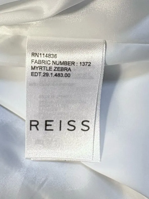 💥REISS Black White Zebra Fit & Flare V Neck Mini Dress Pockets Sz 2 💛 - Image 12