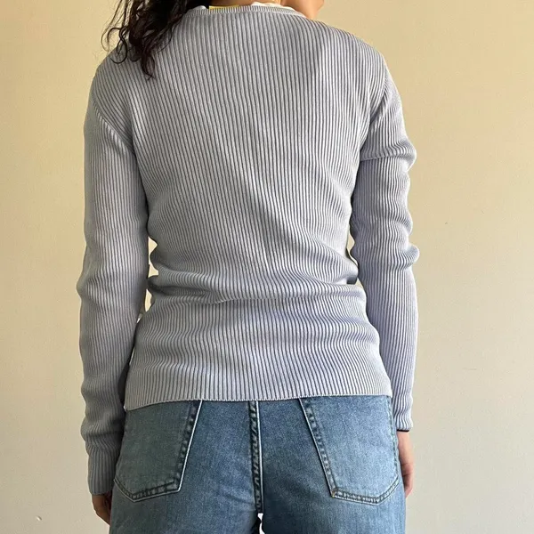 Pierre Cardin Baby Blue Rib Knit Nwt Cardigan - Image 3
