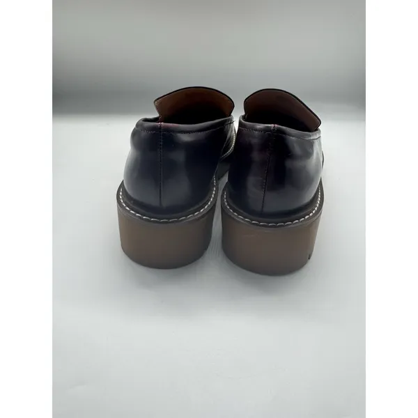 Nordstrom Notorie Burgundy Leather Chunky Platform Loafers Size 8.5 - Image 6