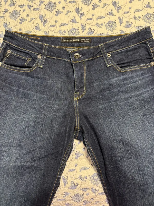 Big Star 1974 Remy Boot Cut Jeans Low Rise Fit Women's 32L Blue Dark Wash rodeo - Image 2