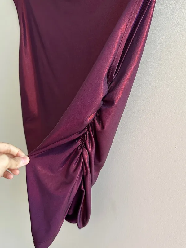 Maeve by Anthropologie Mock-Neck Ruched Shine Tank, Plum/Prune, Size Large - Image 12