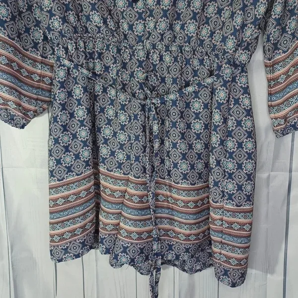 Miami paisley 3/4 sleeve v-neck boho chic geometric print cottagecore romper - Image 5