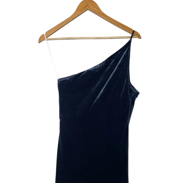 Lulu’s Elegant Era Dark Slate Blue Velvet One Shoulder Maxi Dress NWT - Image 6