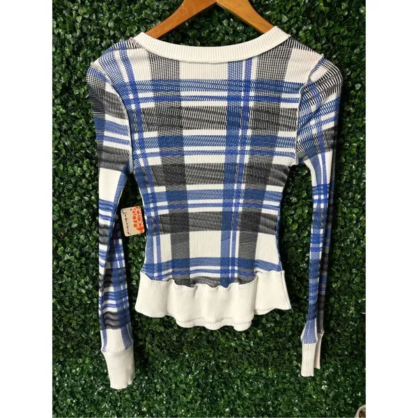 Free People Rally Layer Printed - True Plaid Ivory Xs Nwt - Image 6