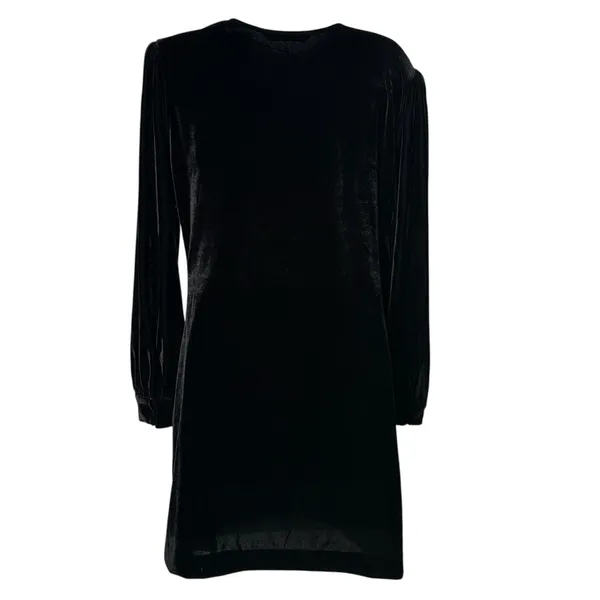 Zara Black Velvet babydoll Dress size L - Image 3