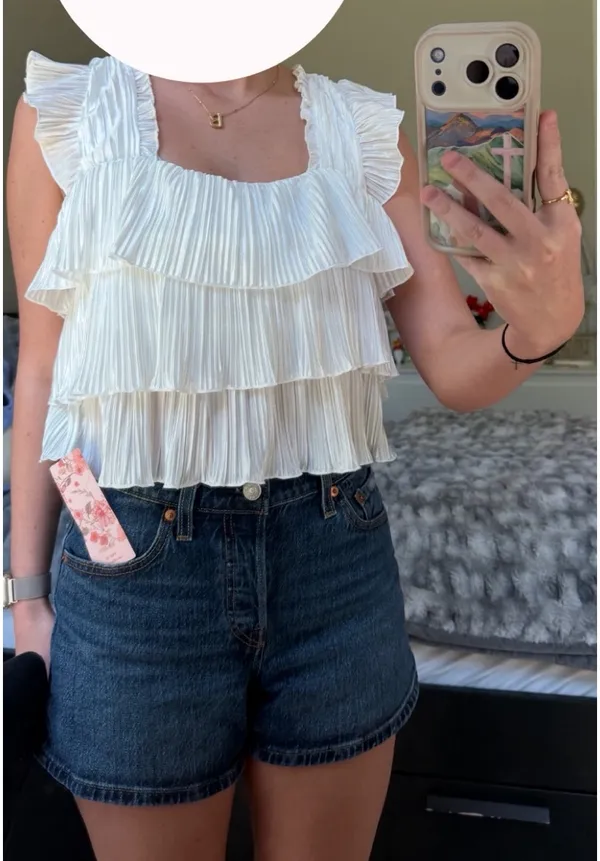 Shein Ruffled Crop Top - White Size S - Image 3