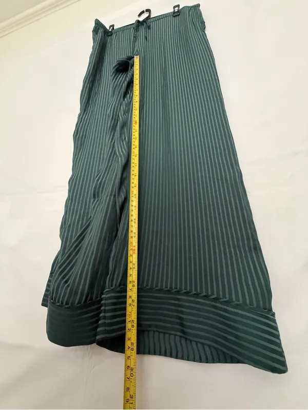 GapBody Satin PJ Pant M Green Stripe Pajama Pants Elastic Drawstring NWT(A911) - Image 6