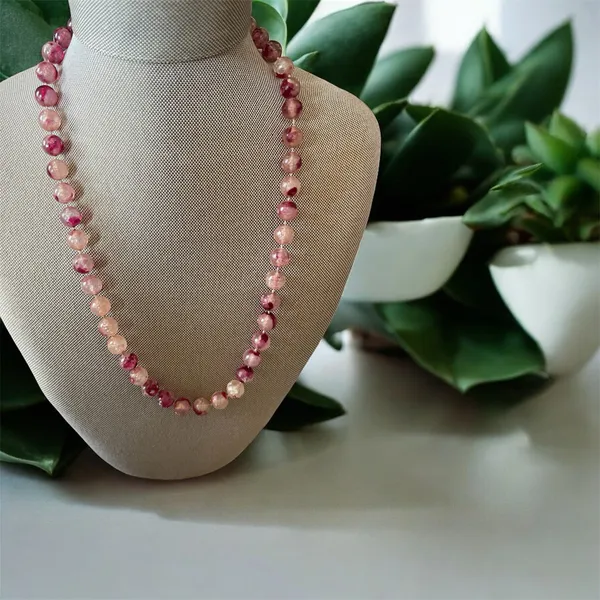 Elegant bead necklace Pink - Image 2