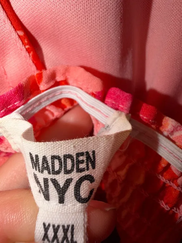 Madden NYC Halter Maxi Dress Size XXXL Pink Floral Ruffle High-Low - Image 6