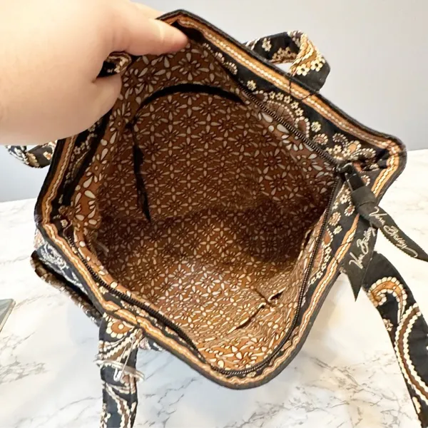 Vera Bradley Retired Black Brown Gold Paisley Boho Quilted Morgan Shoulder Bag - Image 6
