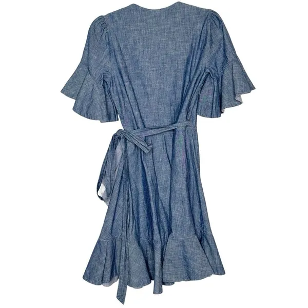 7 For All Mankind Chambray Denim Wrap Dress Women's Size Small - Image 3