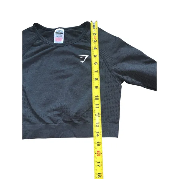 Gymshark Crop Top‎ Women Large Black Vital Seamless 2.0 Long Sleeve Athleisure - Image 5