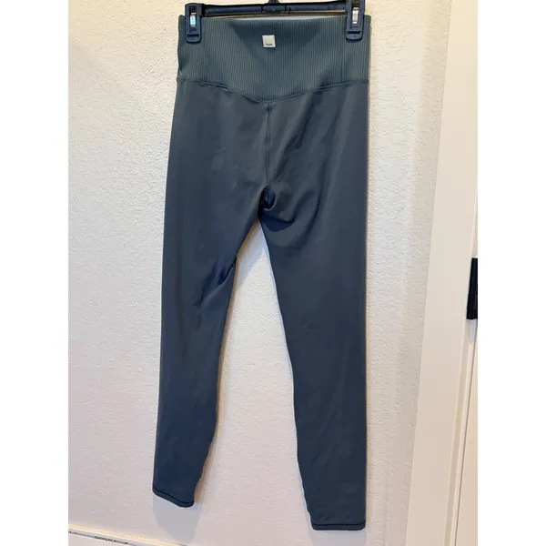 Vuori Studio Pocket Leggings Slate Blue Ribbed High Rise Yoga Pants Size S - Image 7
