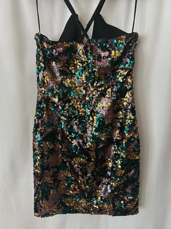 Dress the Population Sexy Black Sequins Strappy Cocktail Mini Dress **Size M**🔥🔥 - Image 5