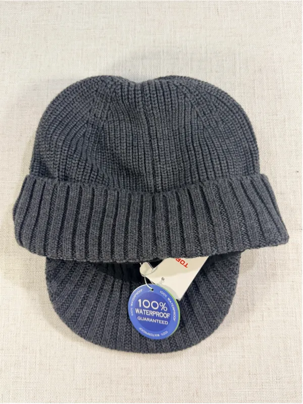 TOP-EX Merino Wool Waterproof Visor Beanie Hat Brim Dark Grey XL/XXL NWT - Image 5