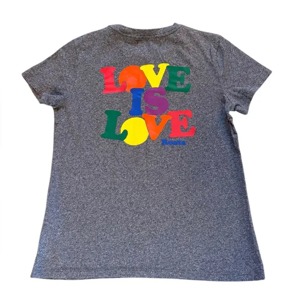 Roots Heathered Gray Love is Love Rainbow Pride Graphic Womens Size Medium - Image 2