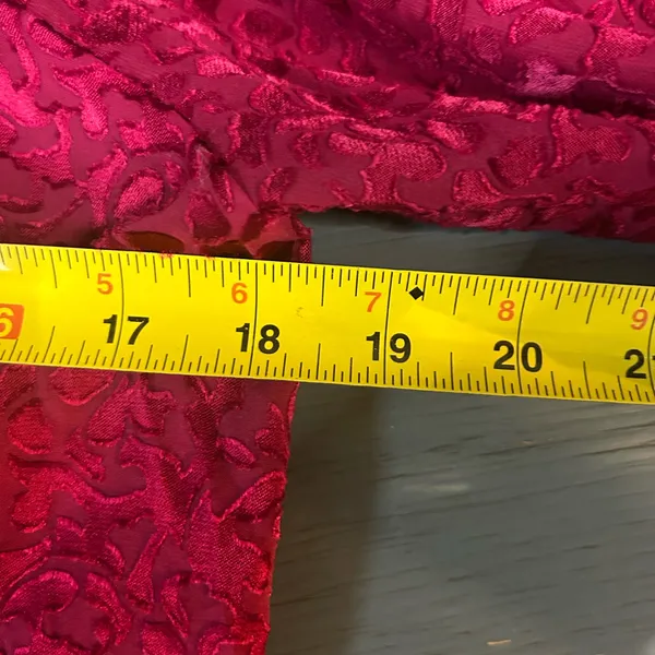 Anthropologie Susanna Velvet Deep Red Patterned B/D Blouse | Small - Image 13